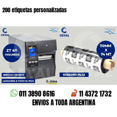 200 etiquetas personalizadas