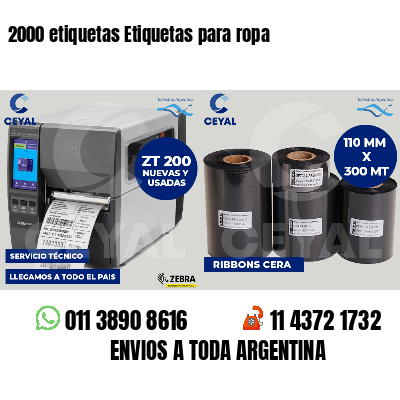 2000 etiquetas Etiquetas para ropa