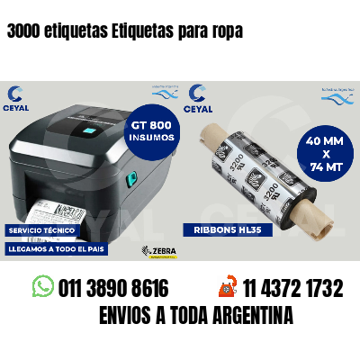 3000 etiquetas Etiquetas para ropa