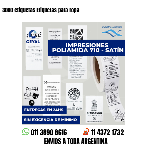 3000 etiquetas Etiquetas para ropa