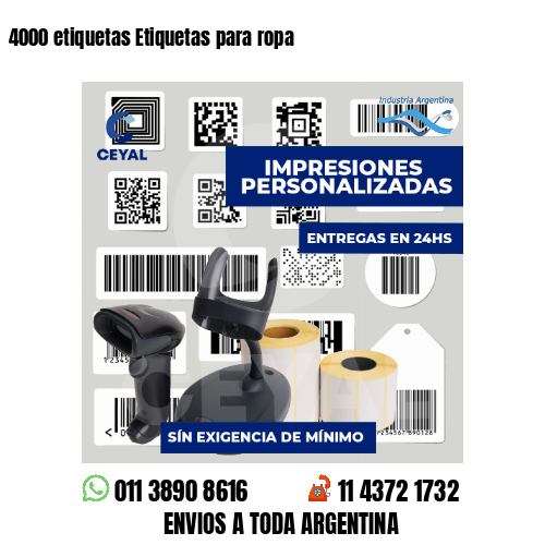 4000 etiquetas Etiquetas para ropa