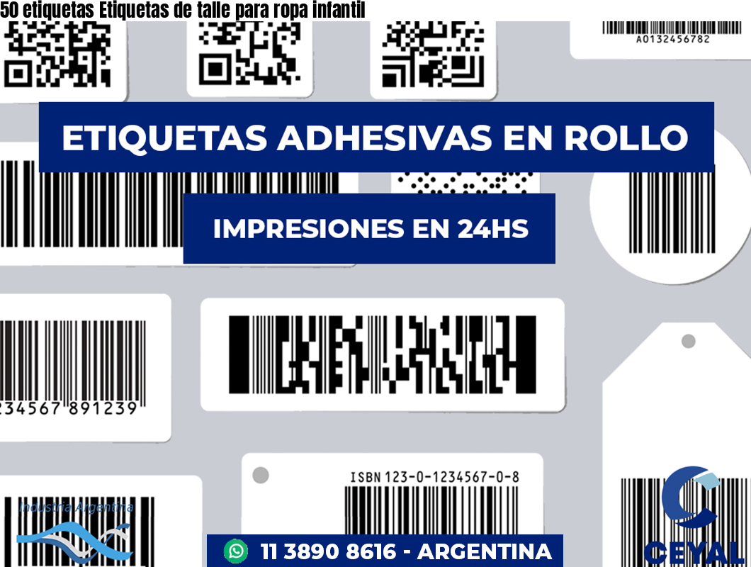 50 etiquetas Etiquetas de talle para ropa infantil