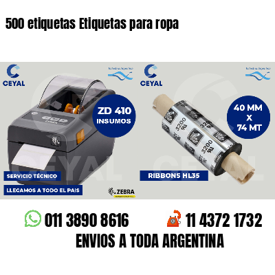 500 etiquetas Etiquetas para ropa