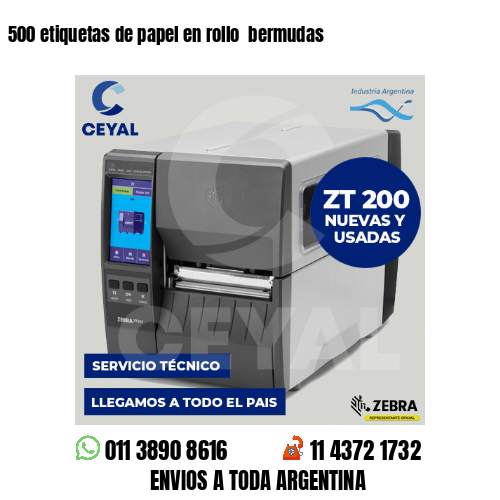 500 etiquetas de papel en rollo  bermudas