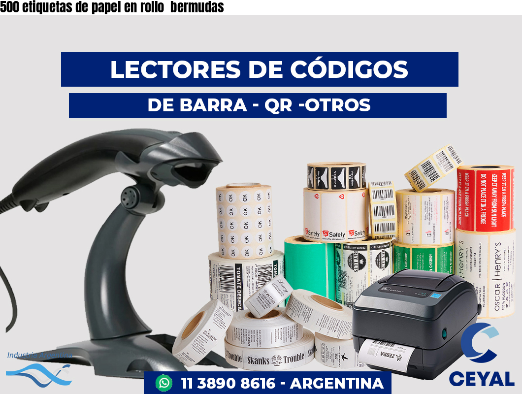 500 etiquetas de papel en rollo  bermudas