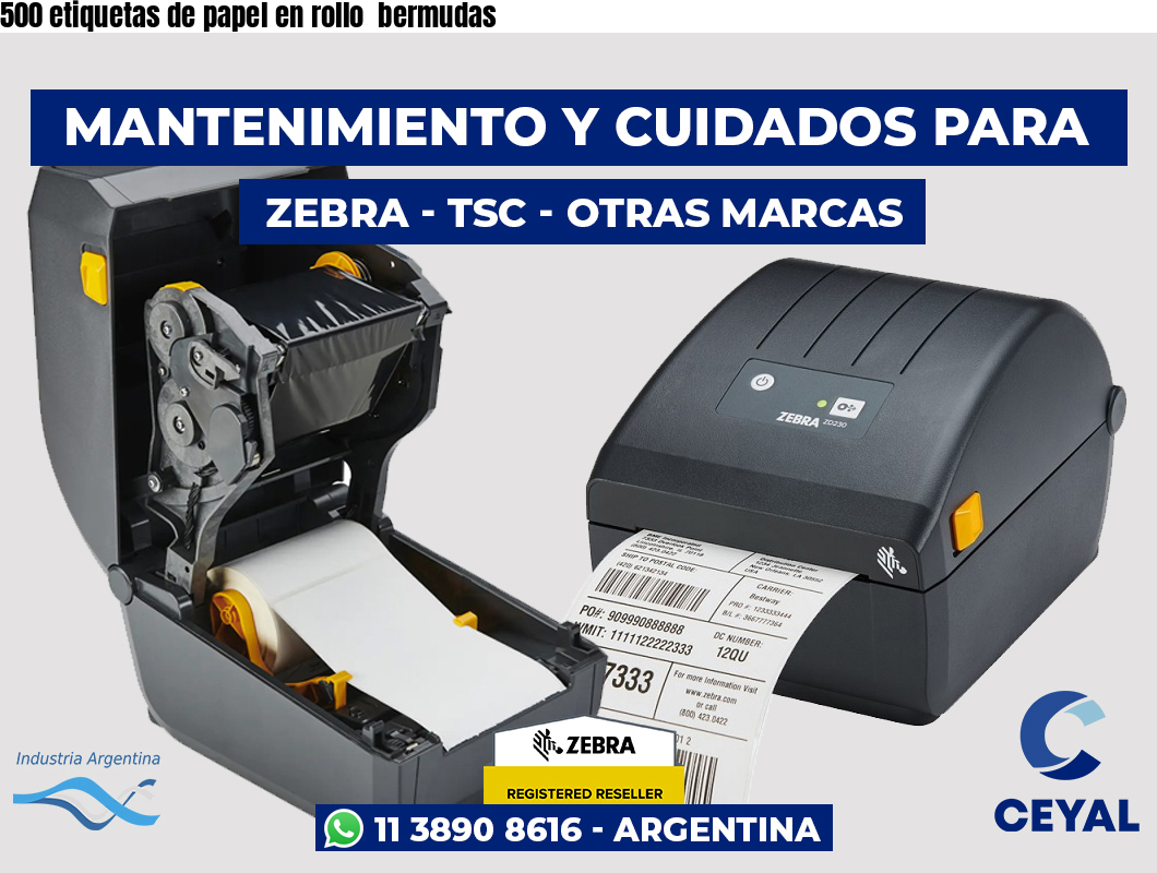 500 etiquetas de papel en rollo bermudas
