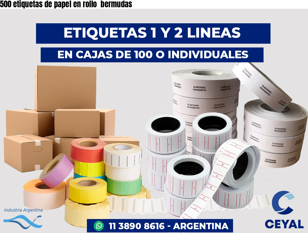 500 etiquetas de papel en rollo bermudas