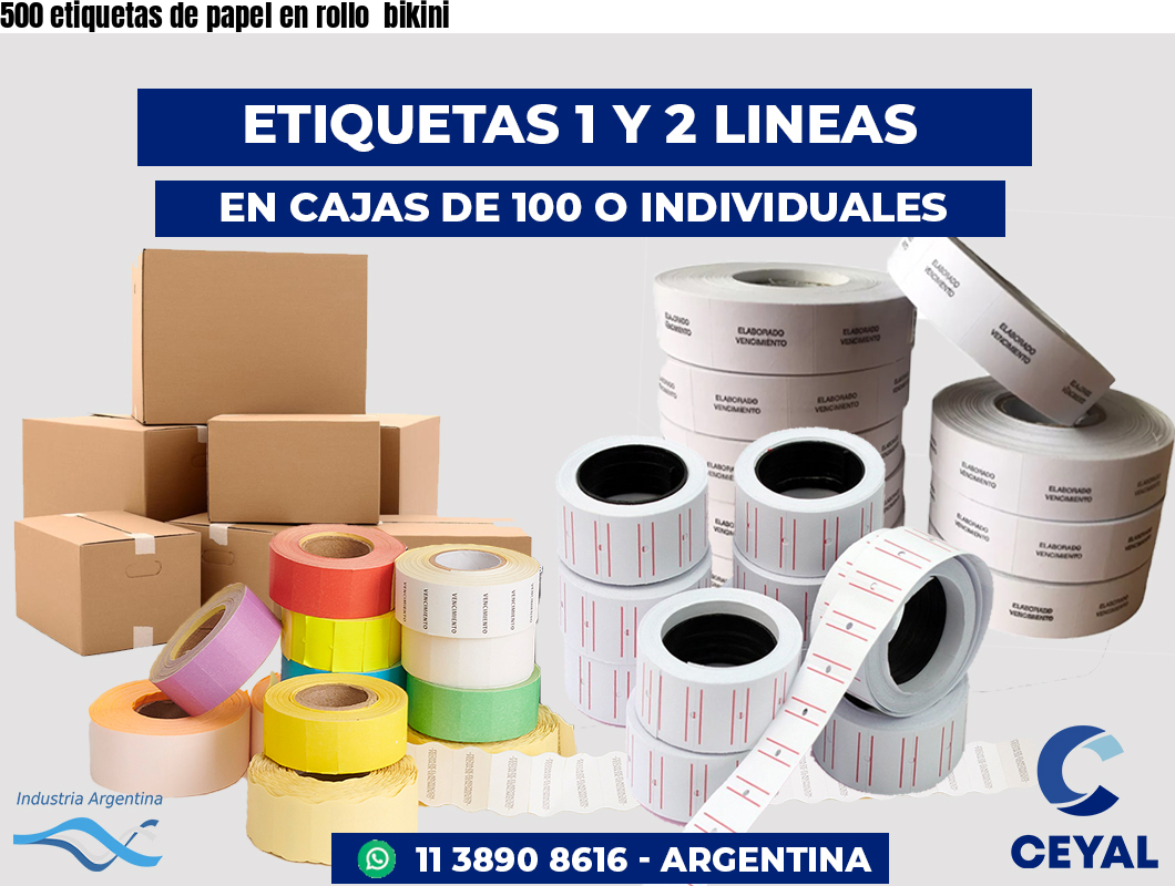 500 etiquetas de papel en rollo  bikini