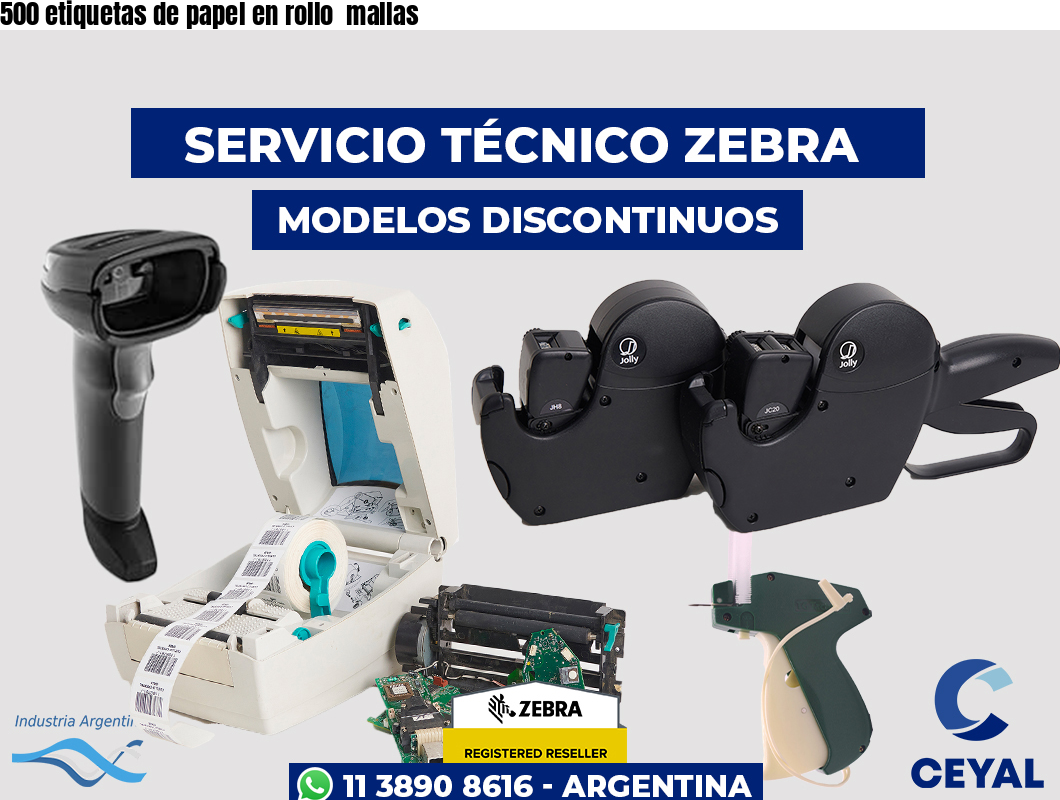 500 etiquetas de papel en rollo  mallas