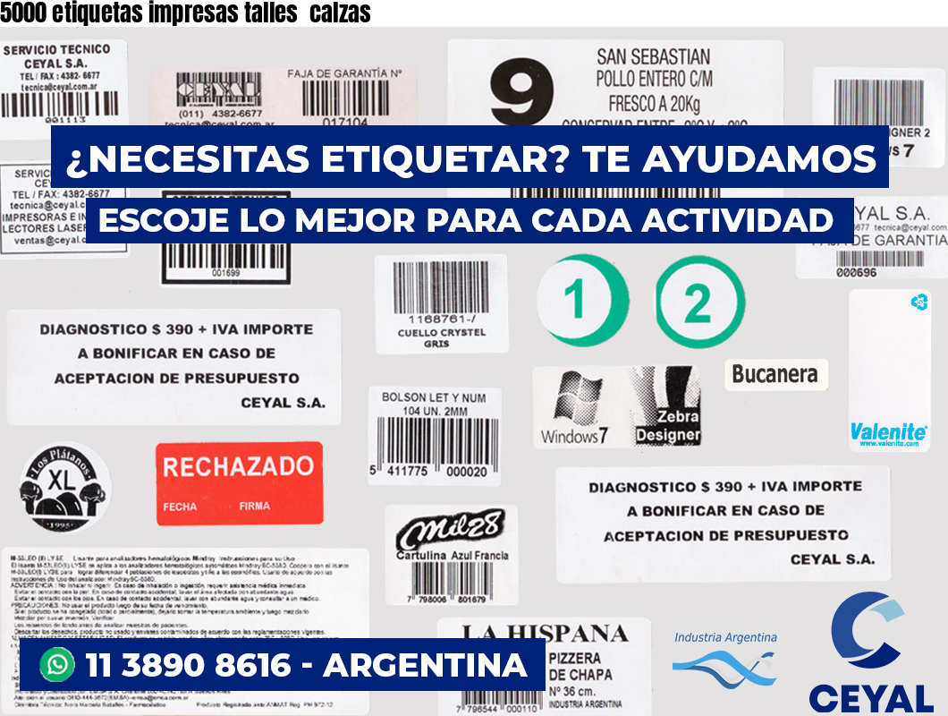 5000 etiquetas impresas talles  calzas