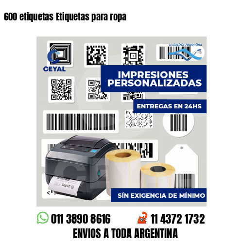 600 etiquetas Etiquetas para ropa