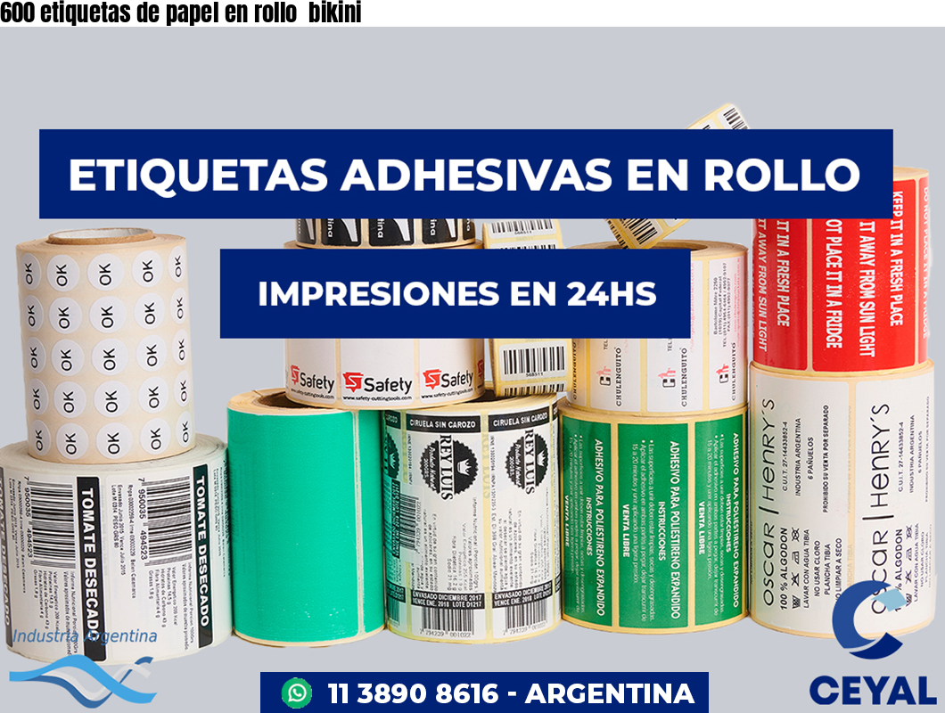600 etiquetas de papel en rollo  bikini