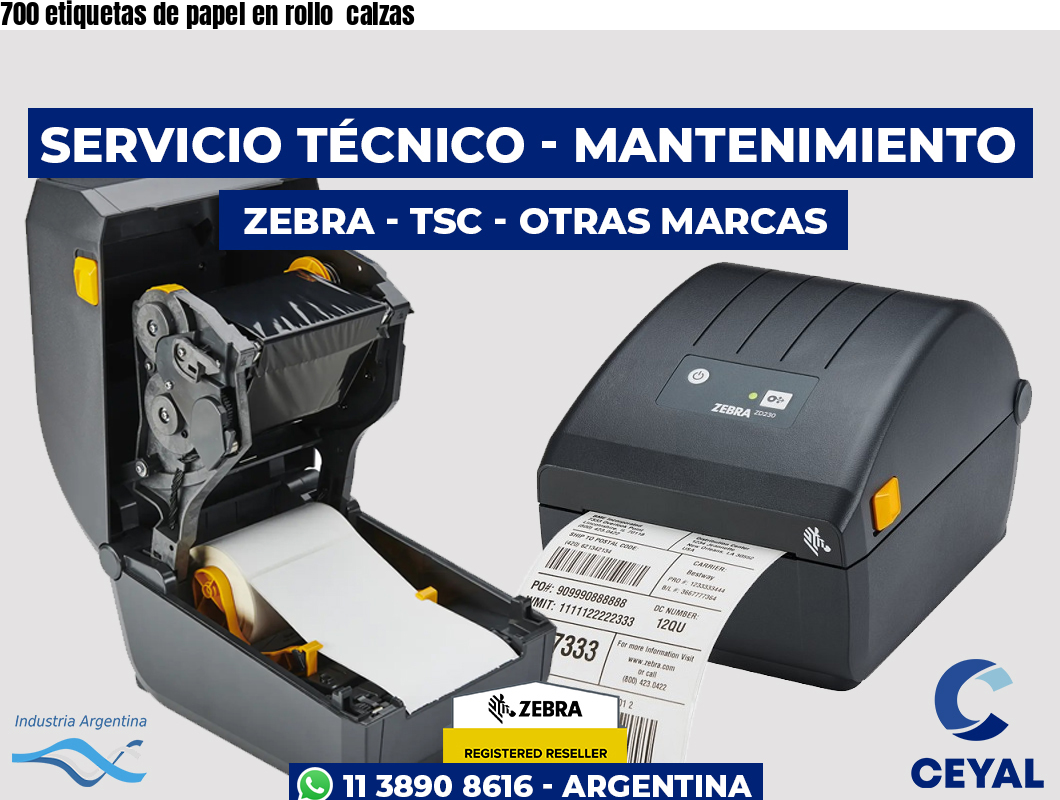 700 etiquetas de papel en rollo calzas