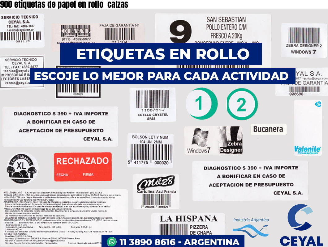 900 etiquetas de papel en rollo  calzas
