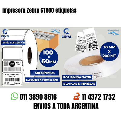Impresora Zebra GT800 etiquetas