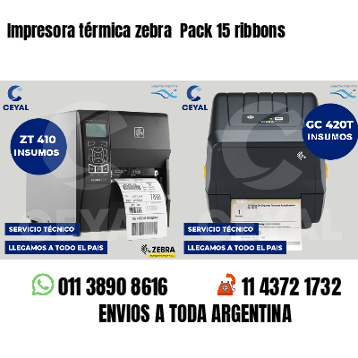 Impresora térmica zebra  Pack 15 ribbons