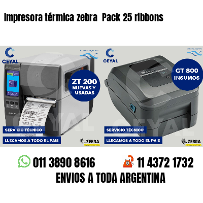 Impresora térmica zebra  Pack 25 ribbons