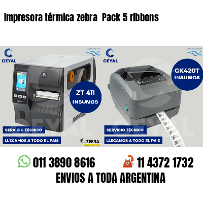 Impresora térmica zebra  Pack 5 ribbons