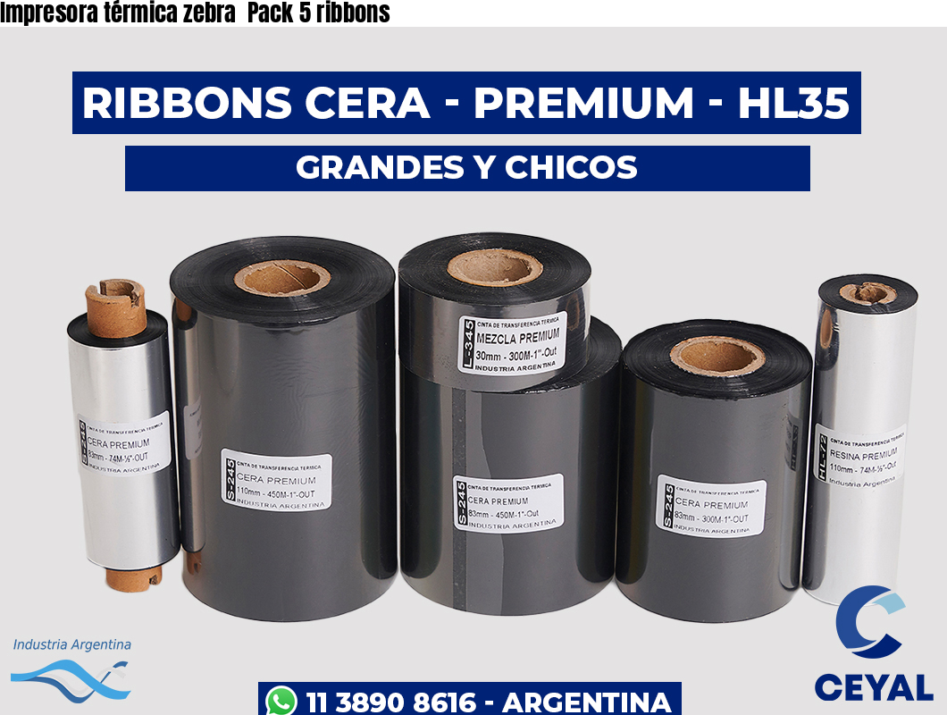 Impresora térmica zebra  Pack 5 ribbons