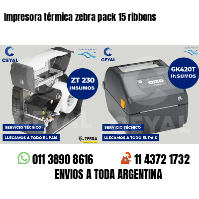 Impresora térmica zebra pack 15 ribbons