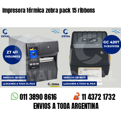 Impresora térmica zebra pack 15 ribbons