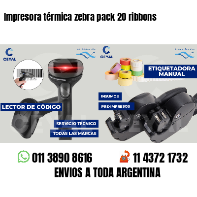 Impresora térmica zebra pack 20 ribbons
