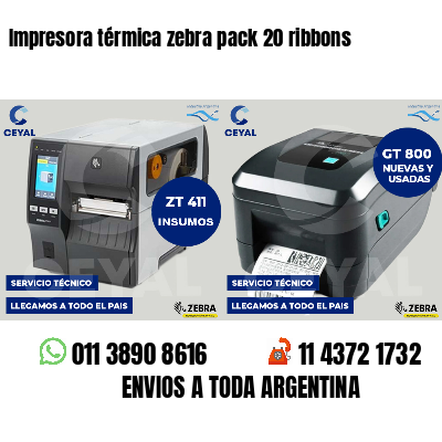 Impresora térmica zebra pack 20 ribbons