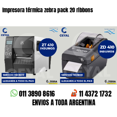 Impresora térmica zebra pack 20 ribbons