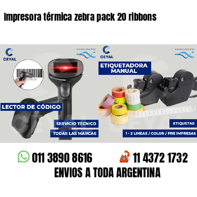 Impresora térmica zebra pack 20 ribbons
