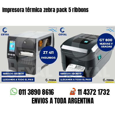 Impresora térmica zebra pack 5 ribbons