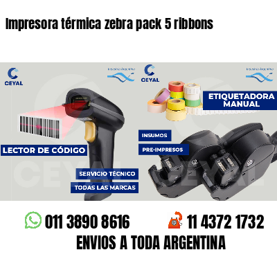 Impresora térmica zebra pack 5 ribbons