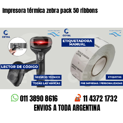 Impresora térmica zebra pack 50 ribbons