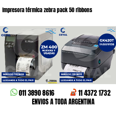 Impresora térmica zebra pack 50 ribbons