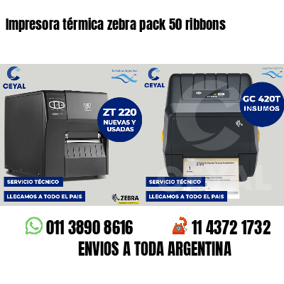 Impresora térmica zebra pack 50 ribbons