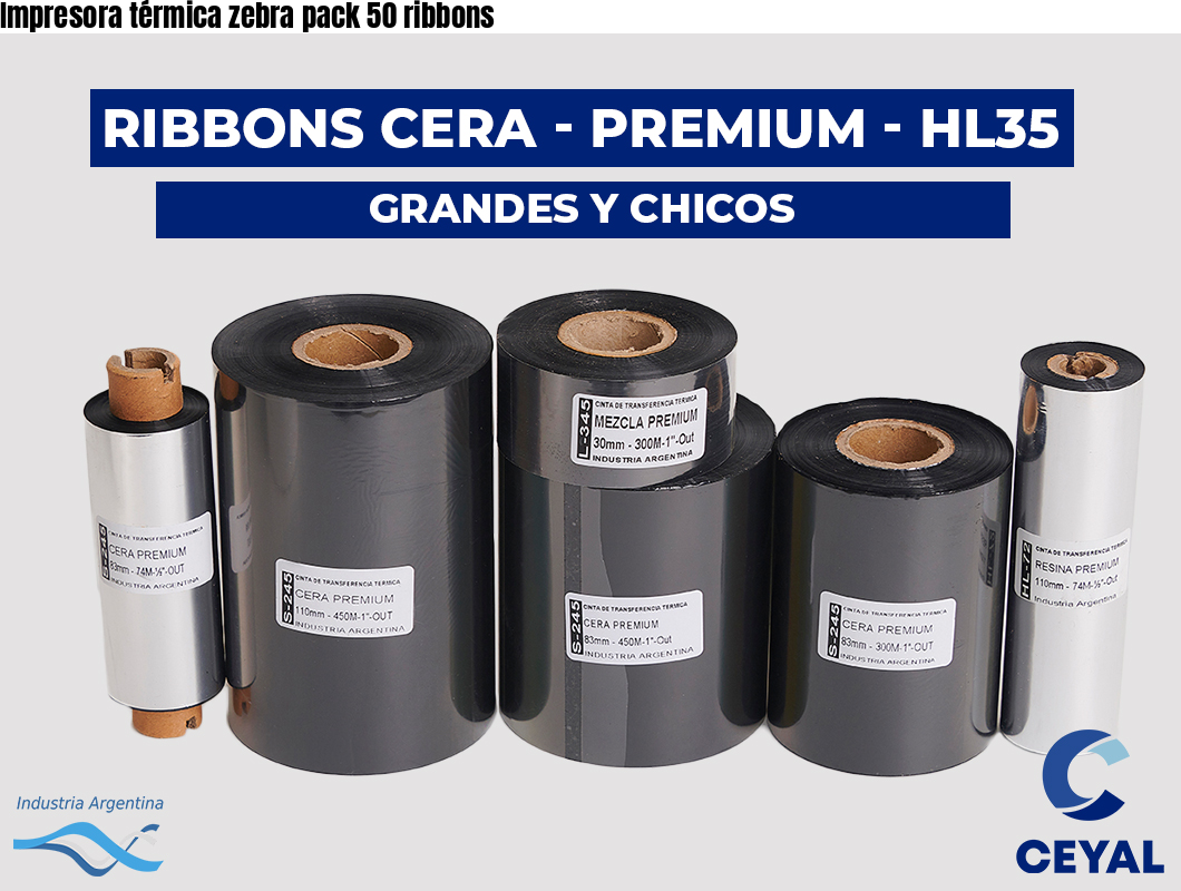 Impresora térmica zebra pack 50 ribbons