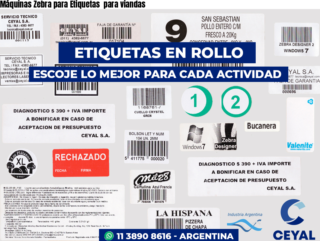 Máquinas Zebra para Etiquetas  para viandas 