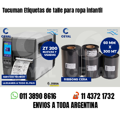 Tucuman Etiquetas de talle para ropa infantil