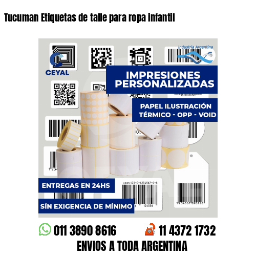 Tucuman Etiquetas de talle para ropa infantil
