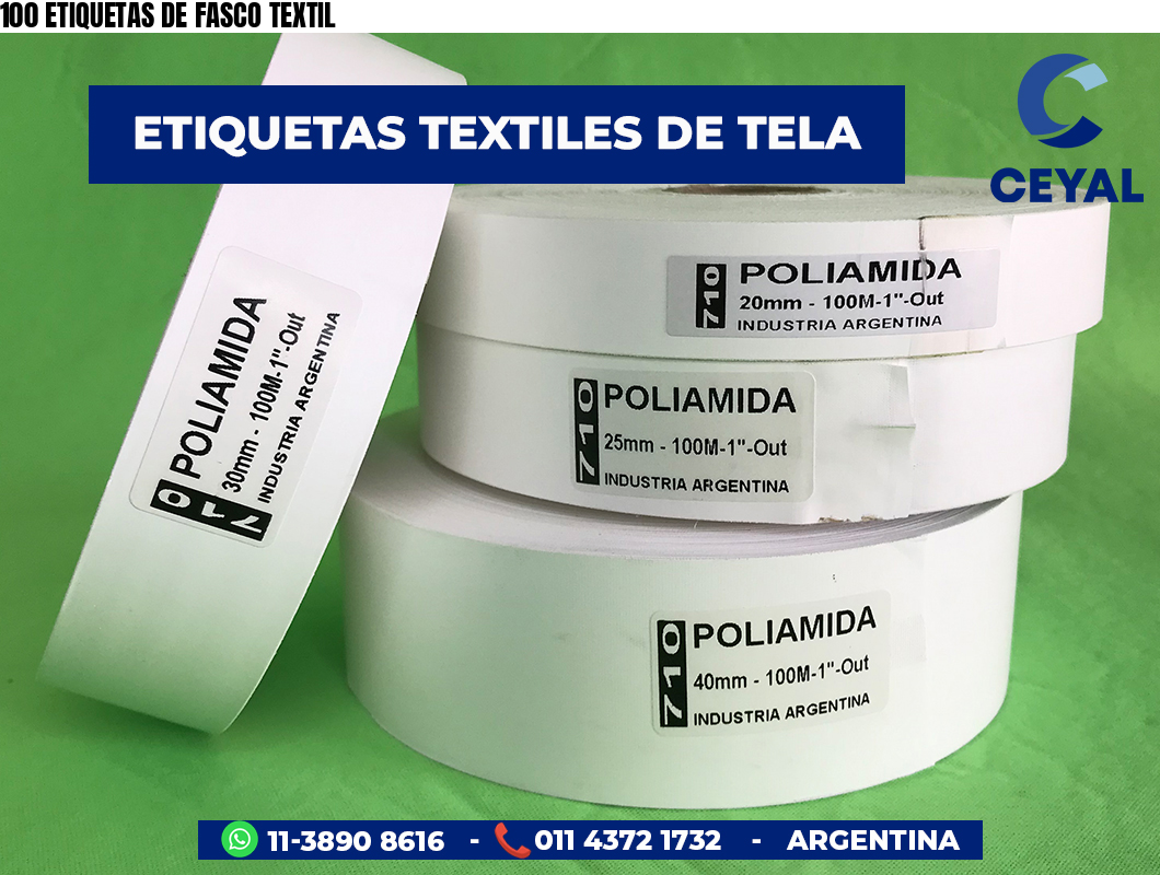 100 ETIQUETAS DE FASCO TEXTIL
