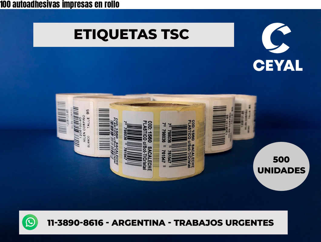 100 autoadhesivas impresas en rollo
