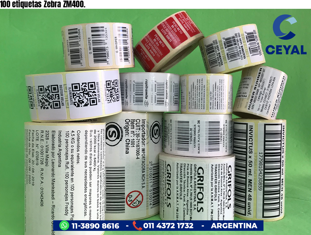100 etiquetas Zebra ZM400.
