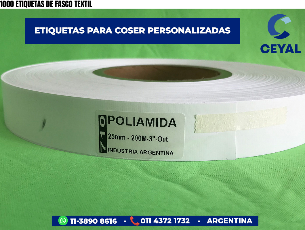 1000 ETIQUETAS DE FASCO TEXTIL
