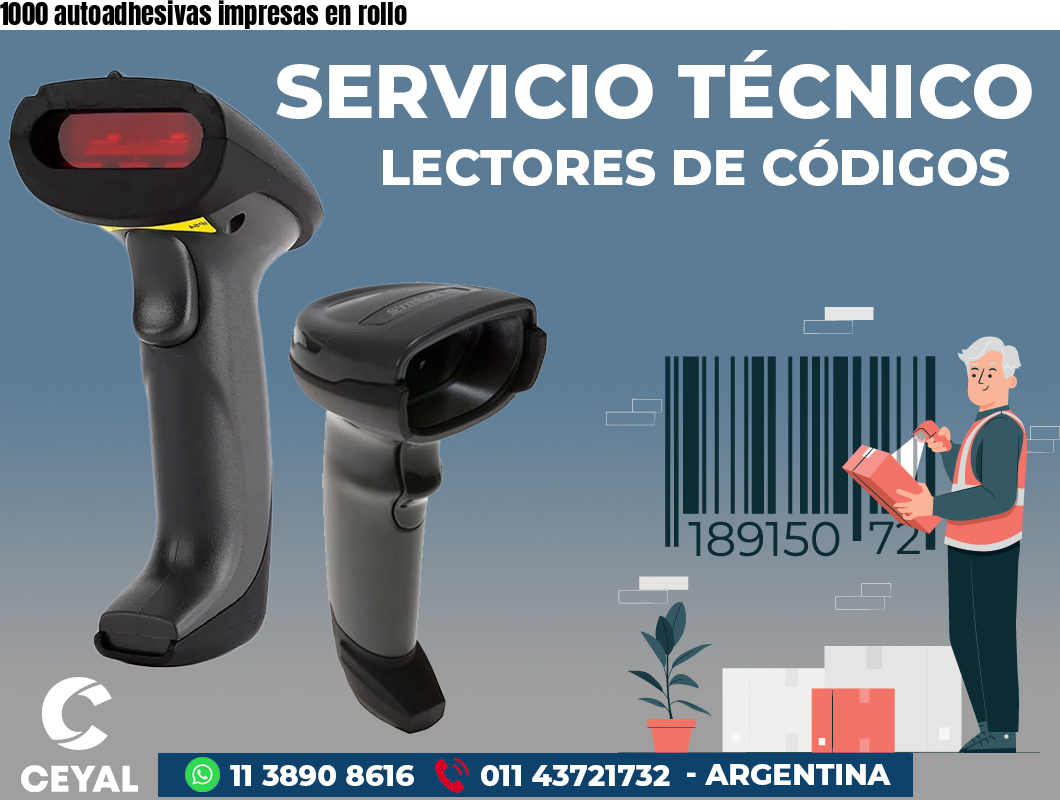 1000 autoadhesivas impresas en rollo