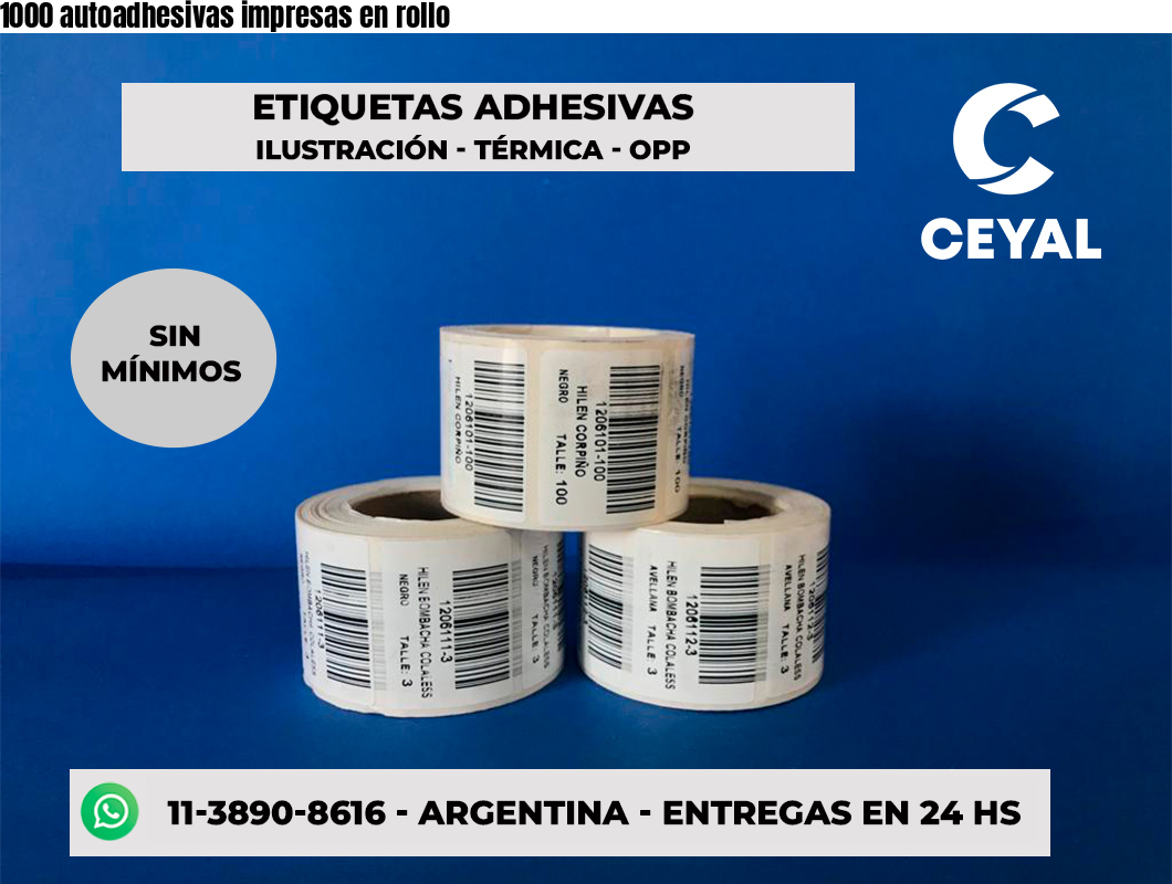 1000 autoadhesivas impresas en rollo
