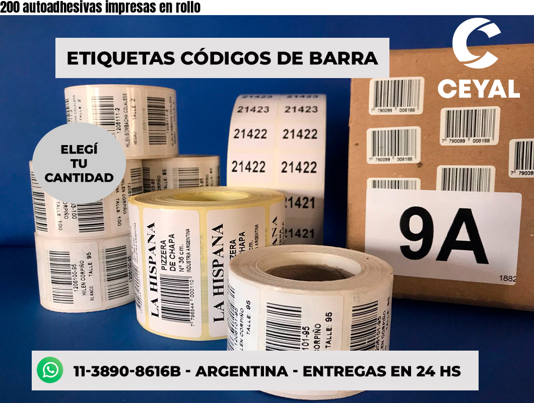 200 autoadhesivas impresas en rollo