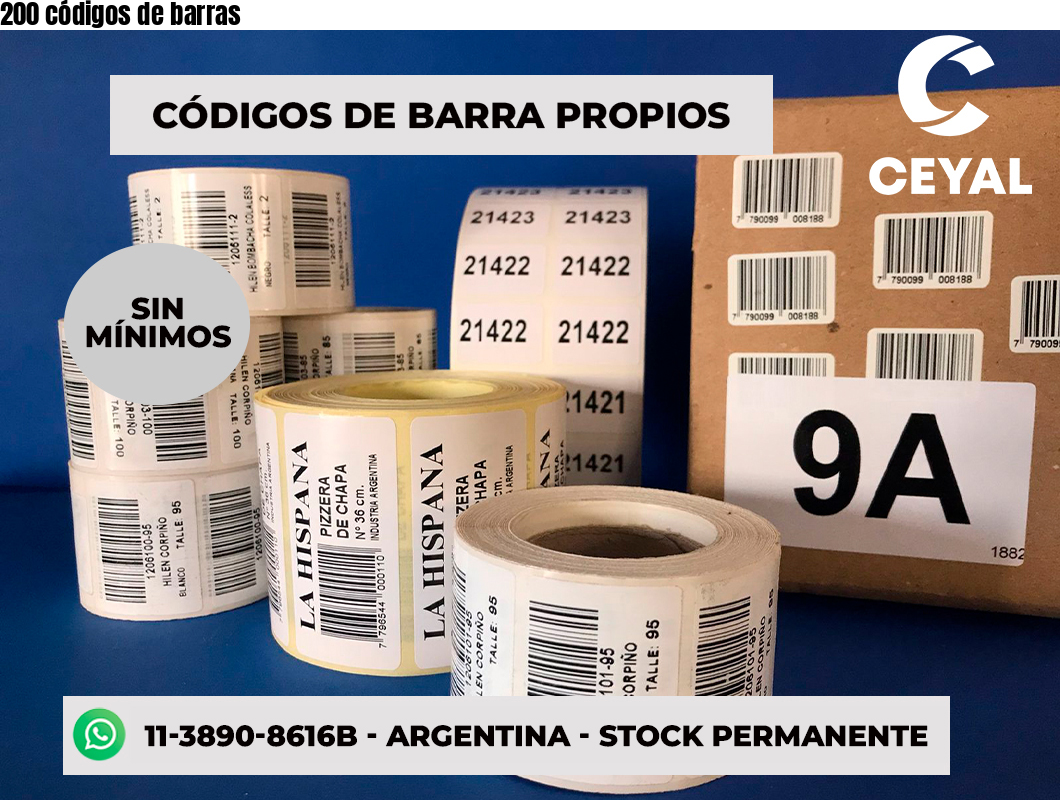 200 códigos de barras - Etiquetas Frontal