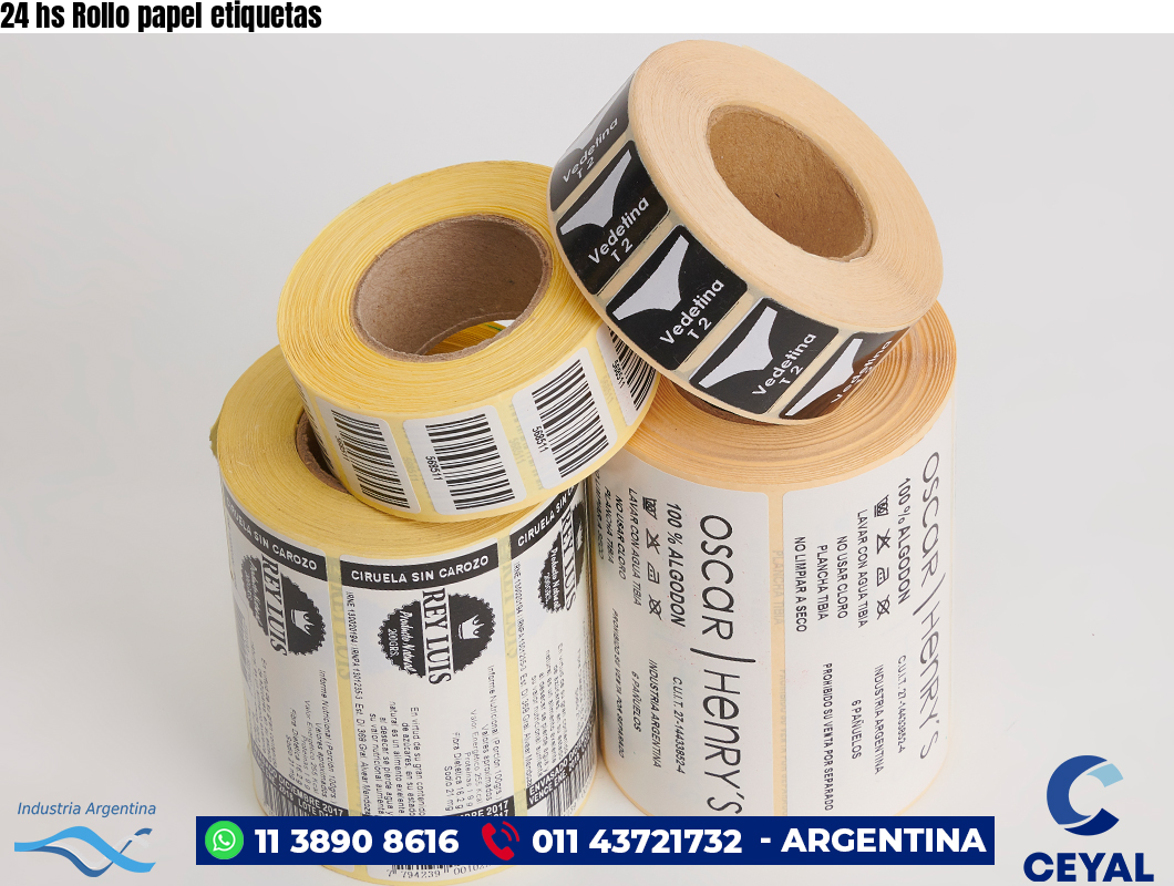 24 hs Rollo papel etiquetas