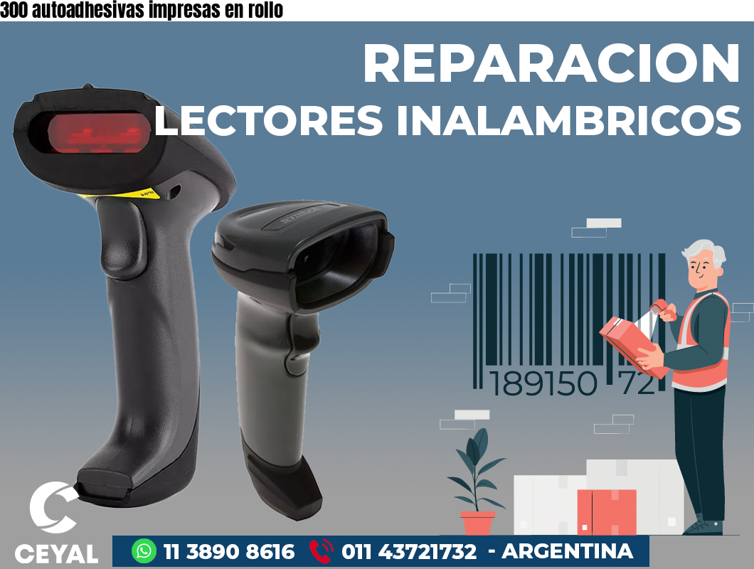 300 autoadhesivas impresas en rollo