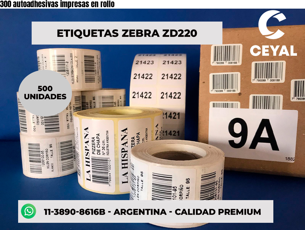 300 autoadhesivas impresas en rollo