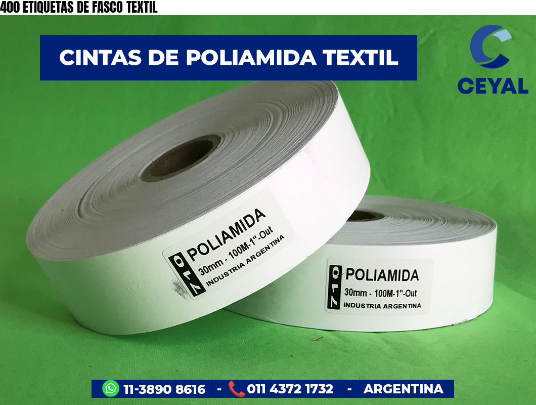 400 ETIQUETAS DE FASCO TEXTIL